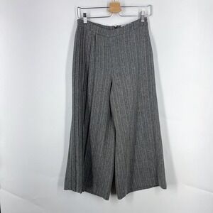 Osman London Womens Grey Pleated Wide Leg Culottes Textured Trousers Size 8
